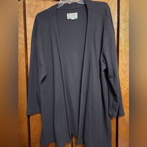 Anthropologie Saturday Sunday Waffle Knit Open Front Gray Cardigan Size 1X